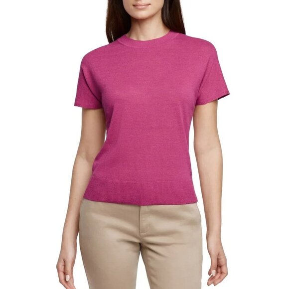 NEW Banana Republic Women's Size L Pink Linen Blend Knit Top - Picture 1 of 9